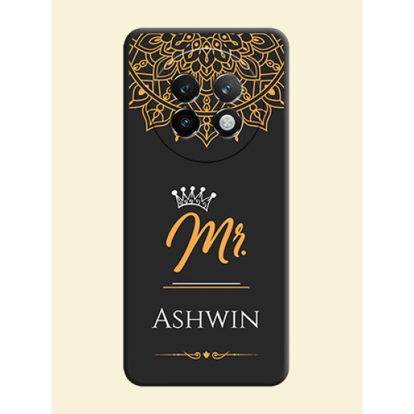 Mr Name with Floral Design On Space Black Custom Soft Matte Mobile Back Cover - Realme 13 Plus 5G Mr Name with Floral Design On Space Black Custom Soft Matte Mobile Back Cover - Realme 13 Plus 5G
