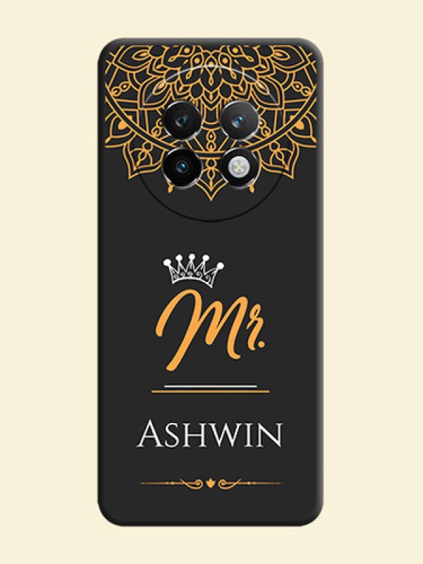 Mr Name with Floral Design On Space Black Custom Soft Matte Mobile Back Cover - Realme 13 Plus 5G
