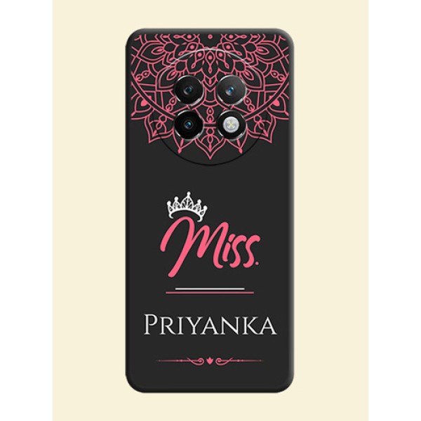 Mrs Name with Floral Design On Space Black Custom Soft Matte Mobile Back Cover - Realme 13 Plus 5G Mrs Name with Floral Design On Space Black Custom Soft Matte Mobile Back Cover - Realme 13 Plus 5G