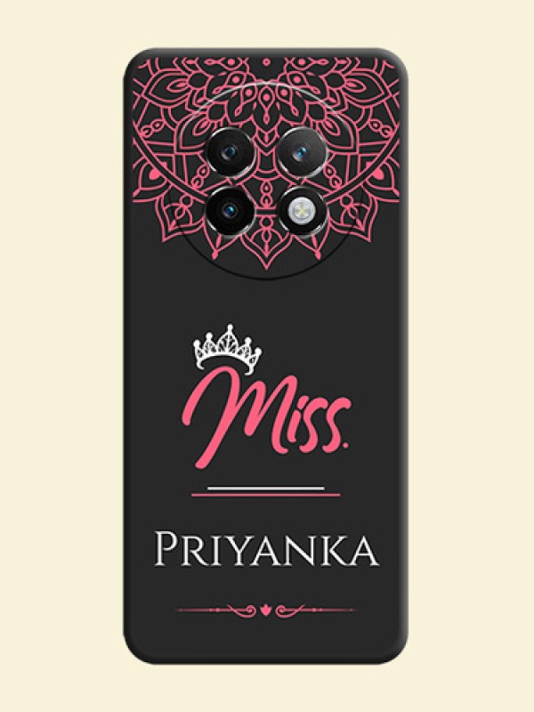 Mrs Name with Floral Design On Space Black Custom Soft Matte Mobile Back Cover - Realme 13 Plus 5G