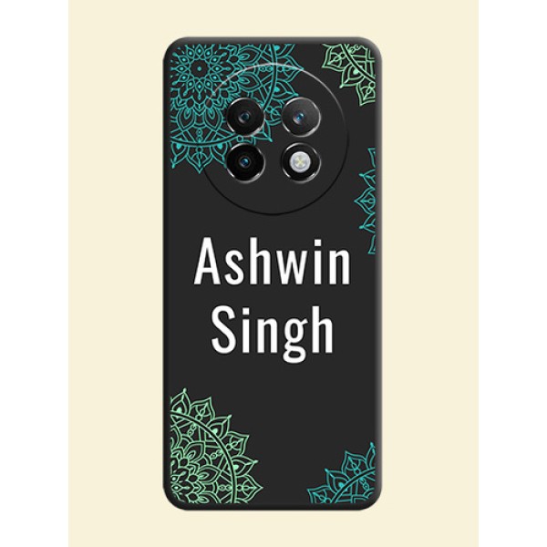 Your Name with Floral Design On Space Black Custom Soft Matte Mobile Back Cover - Realme 13 Plus 5G Your Name with Floral Design On Space Black Custom Soft Matte Mobile Back Cover - Realme 13 Plus 5G