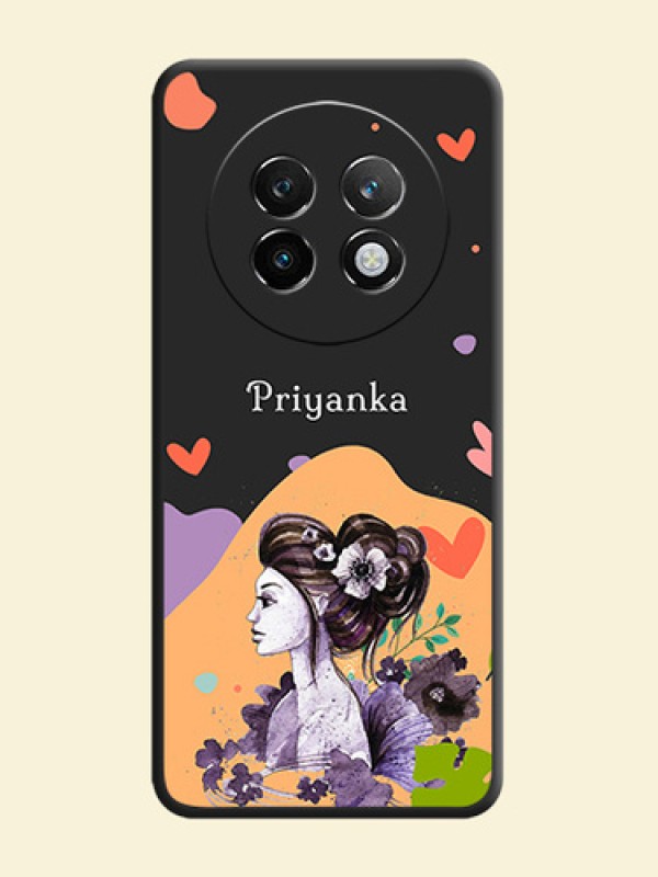 Namecase For Her With Fancy Lady Image On Space Black Custom Soft Matte Mobile Back Cover - Realme 13 Plus 5G