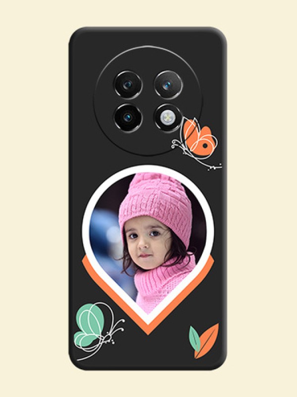 Upload Pic With Simple Butterly Design On Space Black Custom Soft Matte Mobile Back Cover - Realme 13 Plus 5G