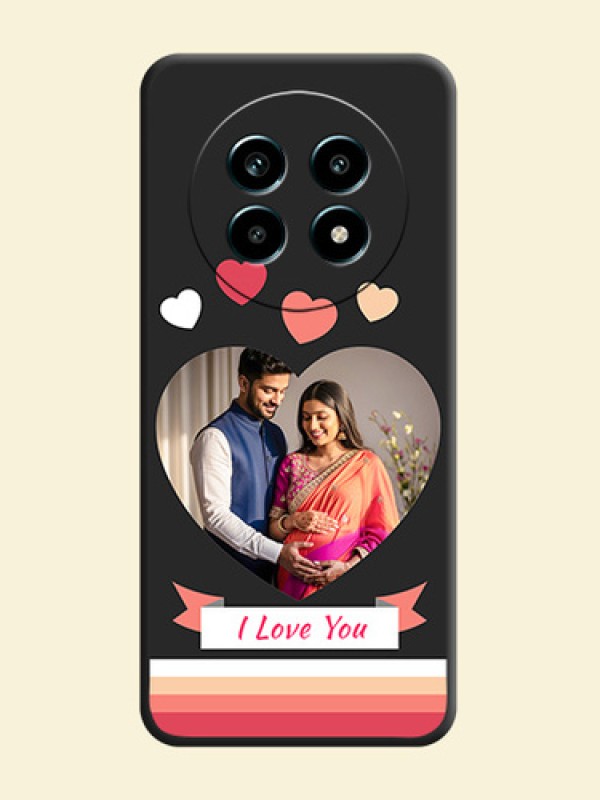 Love Shaped Photo with Colorful Stripes On Space Black Custom Soft Matte Mobile Back Cover - Realme 13 Pro 5G