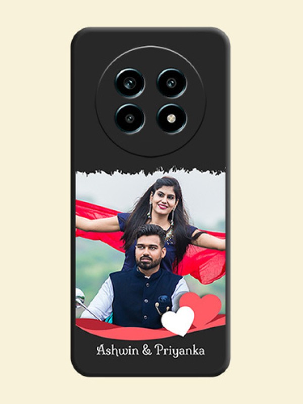 Pin Color Love Shaped Ribbon Design with Text On Space Black Custom Soft Matte Mobile Back Cover - Realme 13 Pro 5G