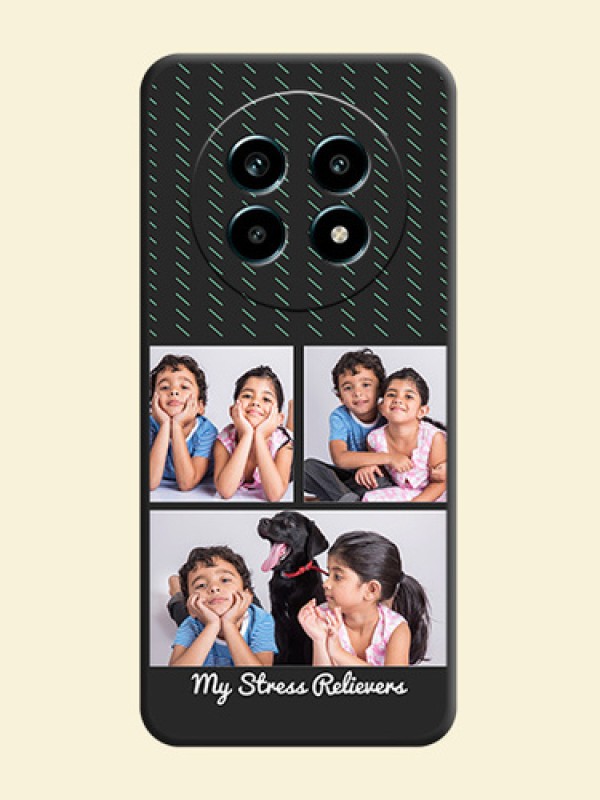 Cross Dotted Pattern with 2 Image Holder On Space Black Custom Soft Matte Mobile Back Cover - Realme 13 Pro 5G
