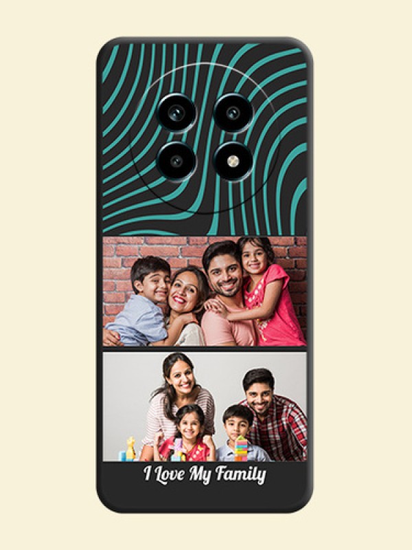 Wave Pattern with 2 Image Holder On Space Black Custom Soft Matte Mobile Back Cover - Realme 13 Pro 5G