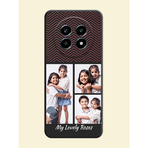 Wave Pattern with 3 Image Holder On Space Black Custom Soft Matte Mobile Back Cover - Realme 13 Pro 5G