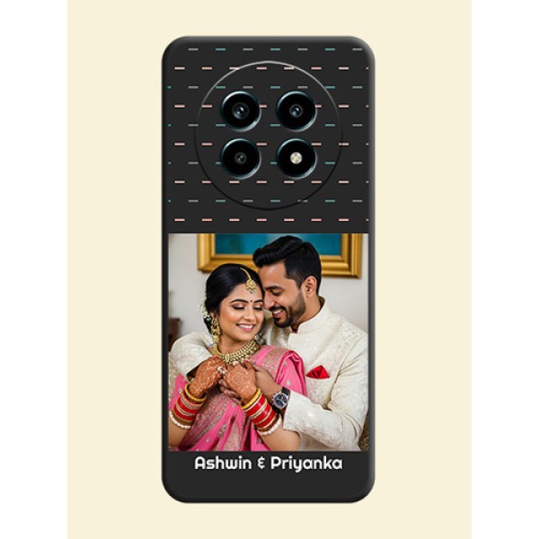Line Pattern Design with Text On Space Black Custom Soft Matte Mobile Back Cover - Realme 13 Pro 5G