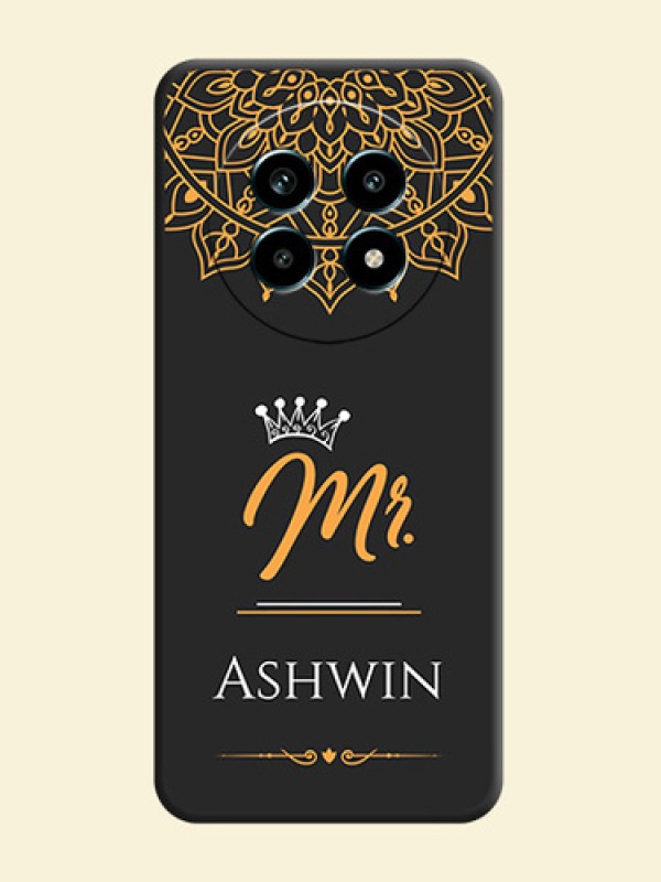 Mr Name with Floral Design On Space Black Custom Soft Matte Mobile Back Cover - Realme 13 Pro 5G