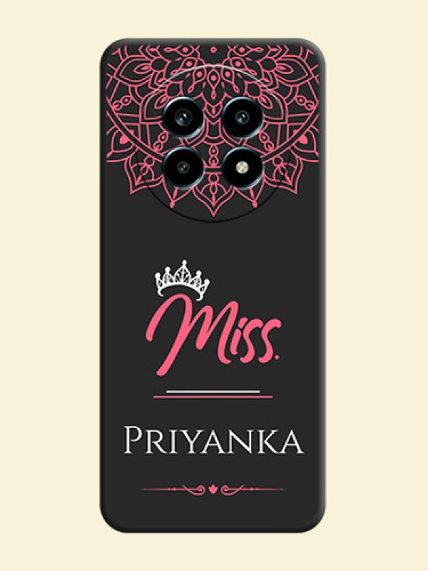 Mrs Name with Floral Design On Space Black Custom Soft Matte Mobile Back Cover - Realme 13 Pro 5G