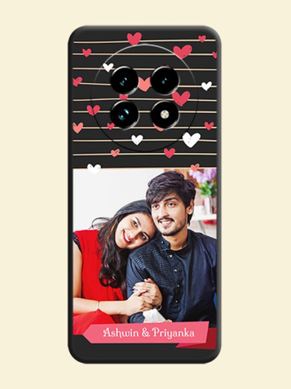 Love Pattern with Name on Pink Ribbon on Photo On Space Black Custom Soft Matte Mobile Back Cover - Realme 13 Pro Plus 5G