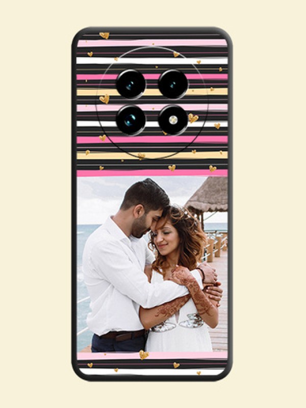 Multicolor Lines and Golden Love Symbols Design on Photo On Space Black Custom Soft Matte Mobile Back Cover - Realme 13 Pro Plus 5G