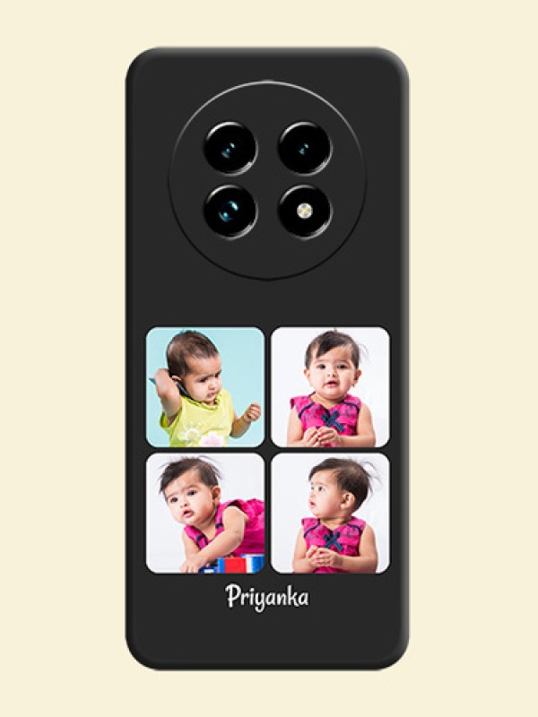 Floral Art with 6 Image Holder on Photo On Space Black Custom Soft Matte Mobile Back Cover - Realme 13 Pro Plus 5G