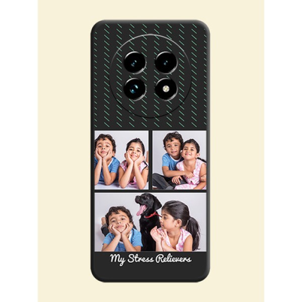 Cross Dotted Pattern with 2 Image Holder On Space Black Custom Soft Matte Mobile Back Cover - Realme 13 Pro Plus 5G Cross Dotted Pattern with 2 Image Holder On Space Black Custom Soft Matte Mobile Back Cover - Realme 13 Pro Plus 5G