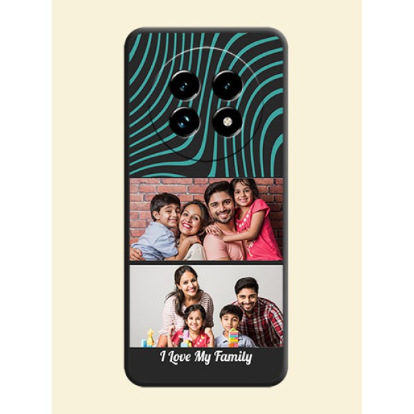 Wave Pattern with 2 Image Holder On Space Black Custom Soft Matte Mobile Back Cover - Realme 13 Pro Plus 5G Wave Pattern with 2 Image Holder On Space Black Custom Soft Matte Mobile Back Cover - Realme 13 Pro Plus 5G