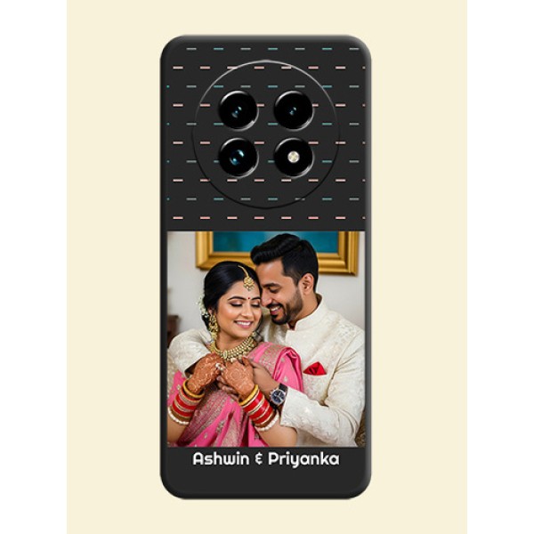 Line Pattern Design with Text On Space Black Custom Soft Matte Mobile Back Cover - Realme 13 Pro Plus 5G
