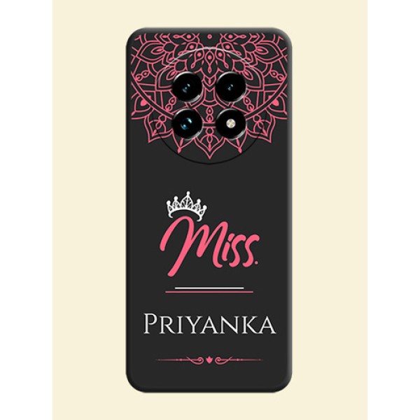 Mrs Name with Floral Design On Space Black Custom Soft Matte Mobile Back Cover - Realme 13 Pro Plus 5G Mrs Name with Floral Design On Space Black Custom Soft Matte Mobile Back Cover - Realme 13 Pro Plus 5G