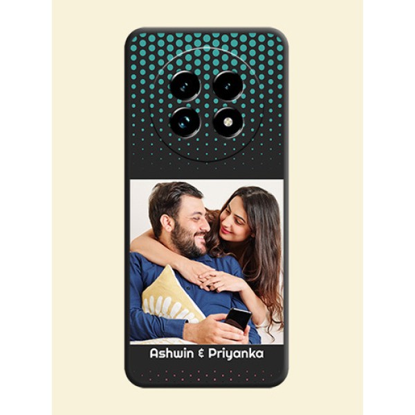 Faded Dots with Grunge Photo Frame and Text On Space Black Custom Soft Matte Mobile Back Cover - Realme 13 Pro Plus 5G Faded Dots with Grunge Photo Frame and Text On Space Black Custom Soft Matte Mobile Back Cover - Realme 13 Pro Plus 5G
