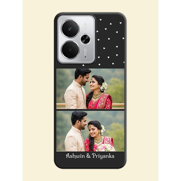 Miniature Love Symbols with Name On Space Black Custom Soft Matte Mobile Back Cover - Realme 14 5G Miniature Love Symbols with Name On Space Black Custom Soft Matte Mobile Back Cover - Realme 14 5G