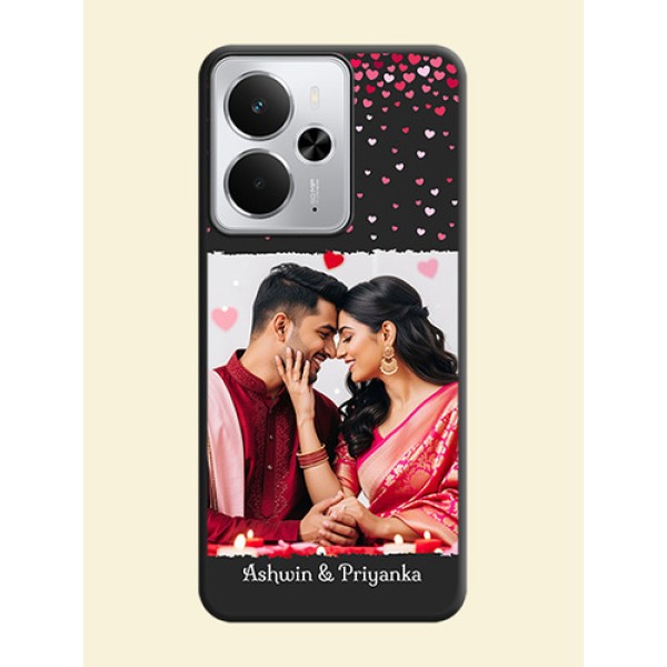 Fall in Love with Your Partner on Photo On Space Black Custom Soft Matte Mobile Back Cover - Realme 14 5G Fall in Love with Your Partner on Photo On Space Black Custom Soft Matte Mobile Back Cover - Realme 14 5G