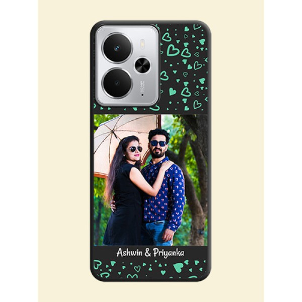 Sea Green Indefinite Love Pattern on Photo On Space Black Custom Soft Matte Mobile Back Cover - Realme 14 5G Sea Green Indefinite Love Pattern on Photo On Space Black Custom Soft Matte Mobile Back Cover - Realme 14 5G