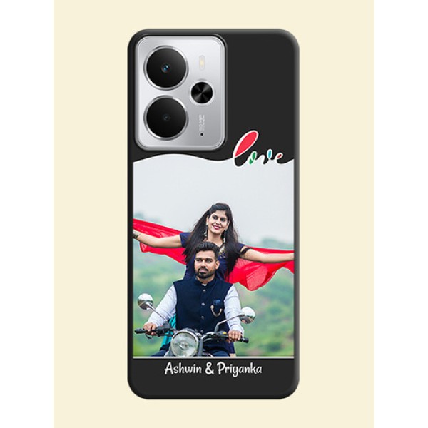 Fall in Love Pattern with Picture on Photo On Space Black Custom Soft Matte Mobile Back Cover - Realme 14 5G Fall in Love Pattern with Picture on Photo On Space Black Custom Soft Matte Mobile Back Cover - Realme 14 5G
