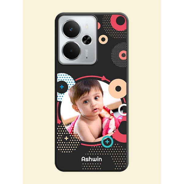 Multicoloured Round Image On Space Black Custom Soft Matte Mobile Back Cover - Realme 14 5G Multicoloured Round Image On Space Black Custom Soft Matte Mobile Back Cover - Realme 14 5G