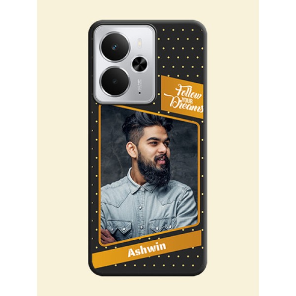 Follow Your Dreams with White Dots On Space Black Custom Soft Matte Mobile Back Cover - Realme 14 5G Follow Your Dreams with White Dots On Space Black Custom Soft Matte Mobile Back Cover - Realme 14 5G