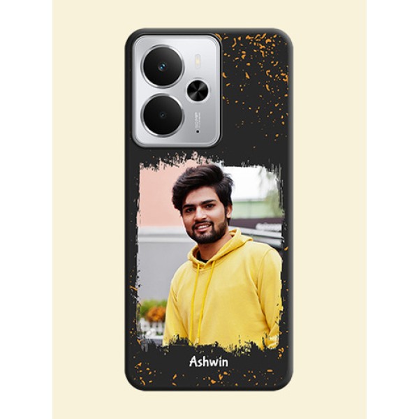Spray Free Design on Photo On Space Black Custom Soft Matte Mobile Back Cover - Realme 14 5G Spray Free Design on Photo On Space Black Custom Soft Matte Mobile Back Cover - Realme 14 5G