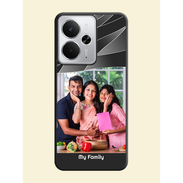 Mixed Wave Lines on Photo On Space Black Custom Soft Matte Mobile Back Cover - Realme 14 5G Mixed Wave Lines on Photo On Space Black Custom Soft Matte Mobile Back Cover - Realme 14 5G