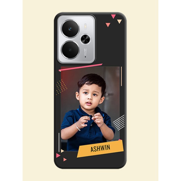 Photo Frame with Triangle Small Dots on Photo On Space Black Custom Soft Matte Mobile Back Cover - Realme 14 5G Photo Frame with Triangle Small Dots on Photo On Space Black Custom Soft Matte Mobile Back Cover - Realme 14 5G