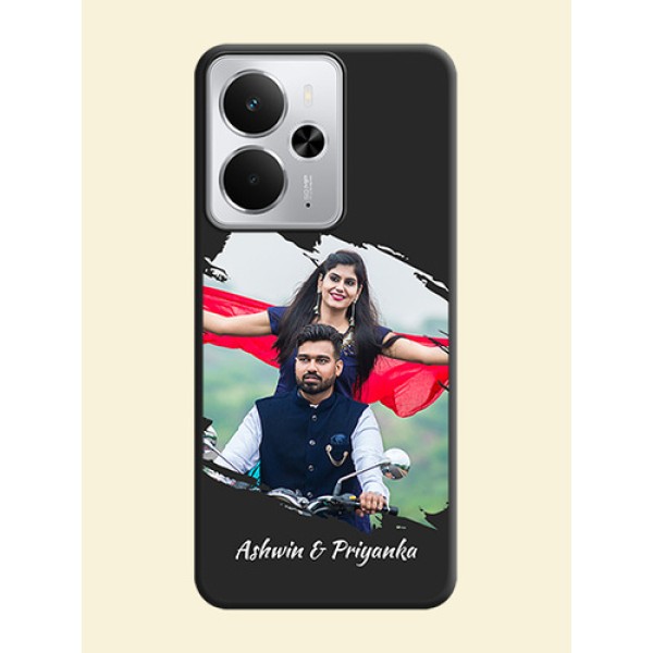 Grunge Brush Strokes on Photo On Space Black Custom Soft Matte Mobile Back Cover - Realme 14 5G Grunge Brush Strokes on Photo On Space Black Custom Soft Matte Mobile Back Cover - Realme 14 5G