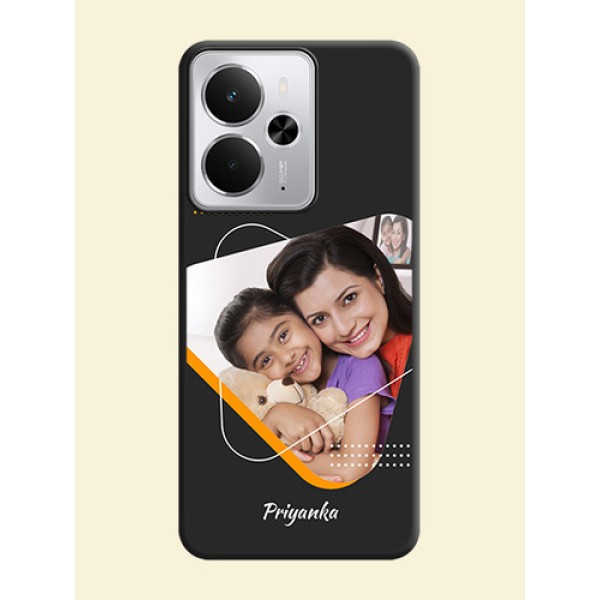 Yellow Triangle on Photo On Space Black Custom Soft Matte Mobile Back Cover - Realme 14 5G Yellow Triangle on Photo On Space Black Custom Soft Matte Mobile Back Cover - Realme 14 5G