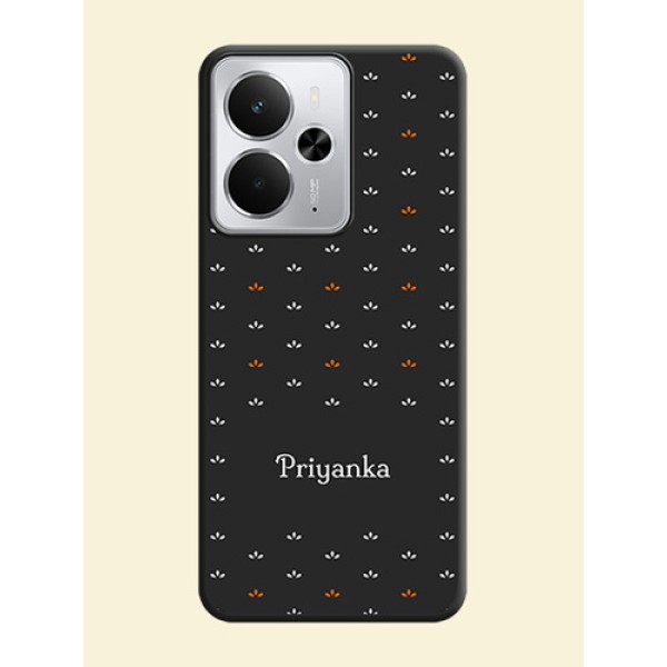 Simple Pattern With Custom Text On Space Black Custom Soft Matte Mobile Back Cover - Realme 14 5G Simple Pattern With Custom Text On Space Black Custom Soft Matte Mobile Back Cover - Realme 14 5G