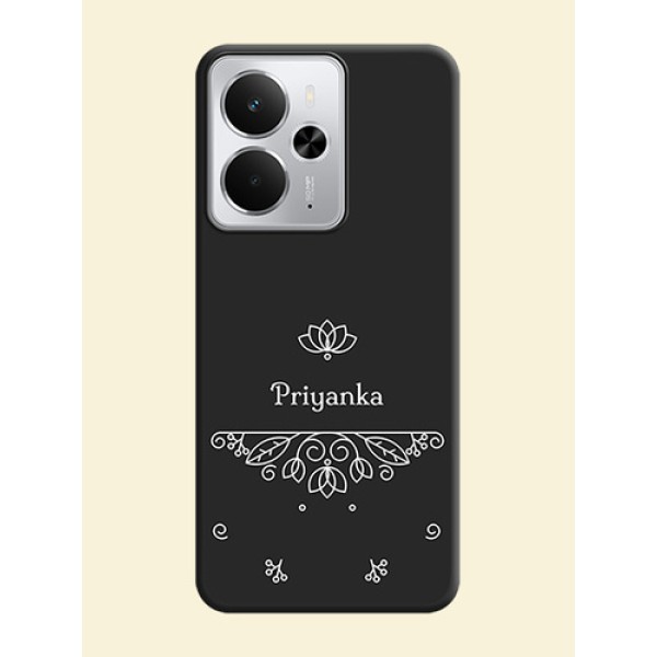 Lotus Garden Custom Text On Space Black Custom Soft Matte Mobile Back Cover - Realme 14 5G Lotus Garden Custom Text On Space Black Custom Soft Matte Mobile Back Cover - Realme 14 5G