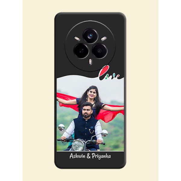 Fall in Love Pattern with Picture on Photo On Space Black Custom Soft Matte Mobile Back Cover - Realme 14 Pro 5G Fall in Love Pattern with Picture on Photo On Space Black Custom Soft Matte Mobile Back Cover - Realme 14 Pro 5G