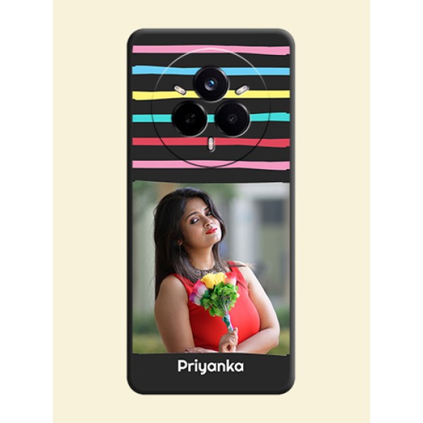 Multicolor Lines with Image On Space Black Custom Soft Matte Mobile Back Cover - Realme 14 Pro 5G Multicolor Lines with Image On Space Black Custom Soft Matte Mobile Back Cover - Realme 14 Pro 5G
