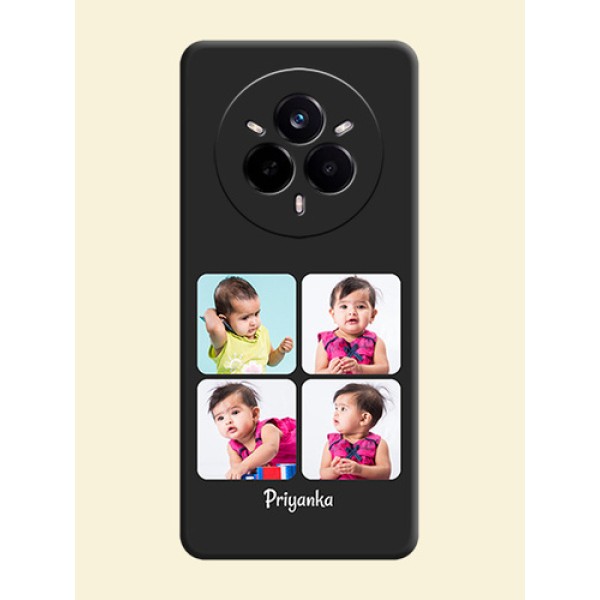 Floral Art with 6 Image Holder on Photo On Space Black Custom Soft Matte Mobile Back Cover - Realme 14 Pro 5G Floral Art with 6 Image Holder on Photo On Space Black Custom Soft Matte Mobile Back Cover - Realme 14 Pro 5G