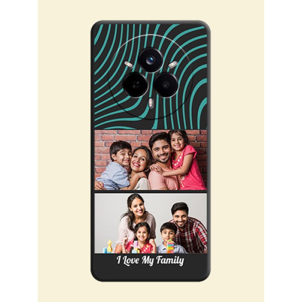 Wave Pattern with 2 Image Holder On Space Black Custom Soft Matte Mobile Back Cover - Realme 14 Pro 5G Wave Pattern with 2 Image Holder On Space Black Custom Soft Matte Mobile Back Cover - Realme 14 Pro 5G