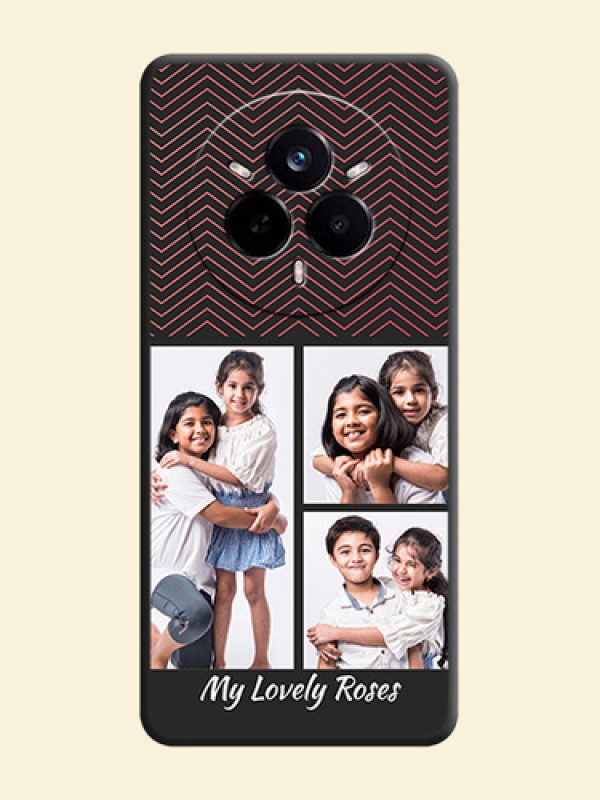 Wave Pattern with 3 Image Holder On Space Black Custom Soft Matte Mobile Back Cover - Realme 14 Pro 5G