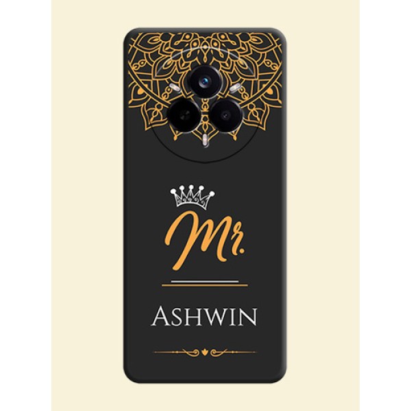 Mr Name with Floral Design On Space Black Custom Soft Matte Mobile Back Cover - Realme 14 Pro 5G Mr Name with Floral Design On Space Black Custom Soft Matte Mobile Back Cover - Realme 14 Pro 5G