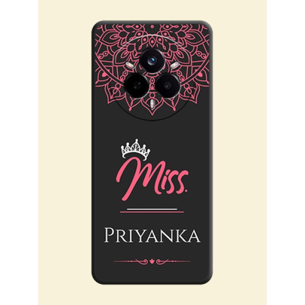 Mrs Name with Floral Design On Space Black Custom Soft Matte Mobile Back Cover - Realme 14 Pro 5G Mrs Name with Floral Design On Space Black Custom Soft Matte Mobile Back Cover - Realme 14 Pro 5G