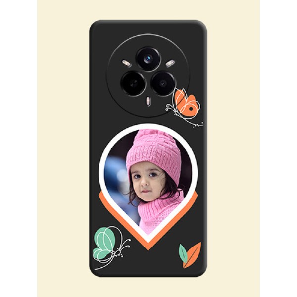 Upload Pic With Simple Butterly Design On Space Black Custom Soft Matte Mobile Back Cover - Realme 14 Pro 5G Upload Pic With Simple Butterly Design On Space Black Custom Soft Matte Mobile Back Cover - Realme 14 Pro 5G