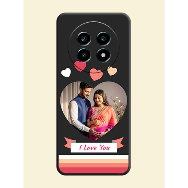 Love Shaped Photo with Colorful Stripes On Space Black Custom Soft Matte Mobile Back Cover - Realme 14 Pro Lite 5G Love Shaped Photo with Colorful Stripes On Space Black Custom Soft Matte Mobile Back Cover - Realme 14 Pro Lite 5G