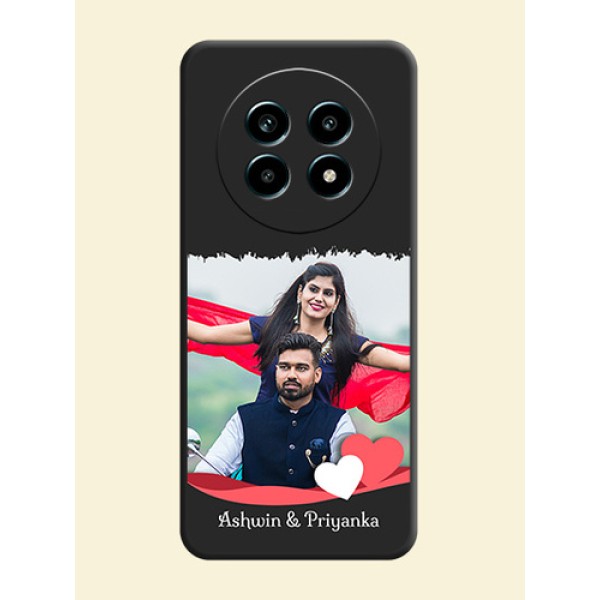Pin Color Love Shaped Ribbon Design with Text On Space Black Custom Soft Matte Mobile Back Cover - Realme 14 Pro Lite 5G Pin Color Love Shaped Ribbon Design with Text On Space Black Custom Soft Matte Mobile Back Cover - Realme 14 Pro Lite 5G