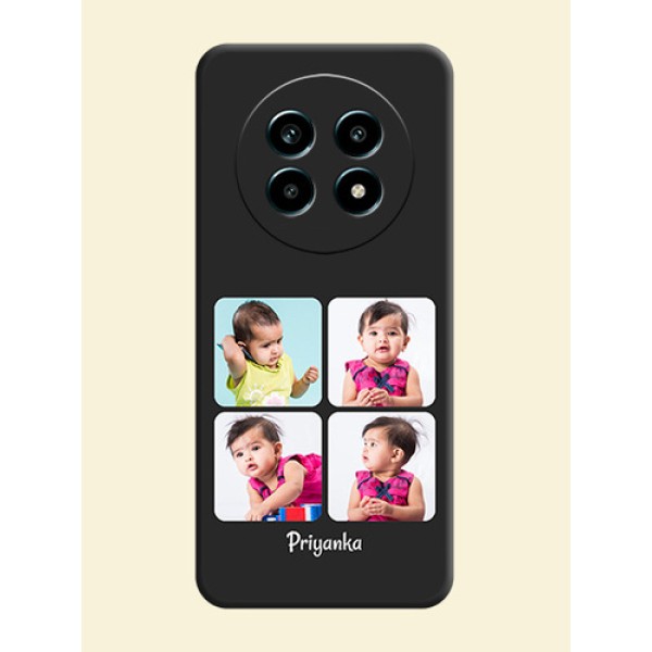 Floral Art with 6 Image Holder on Photo On Space Black Custom Soft Matte Mobile Back Cover - Realme 14 Pro Lite 5G Floral Art with 6 Image Holder on Photo On Space Black Custom Soft Matte Mobile Back Cover - Realme 14 Pro Lite 5G