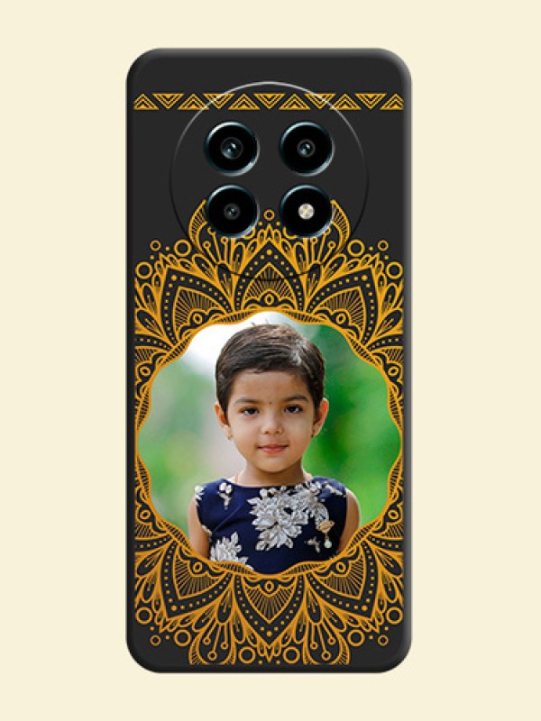 Round Image with Floral Design On Space Black Custom Soft Matte Mobile Back Cover - Realme 14 Pro Lite 5G