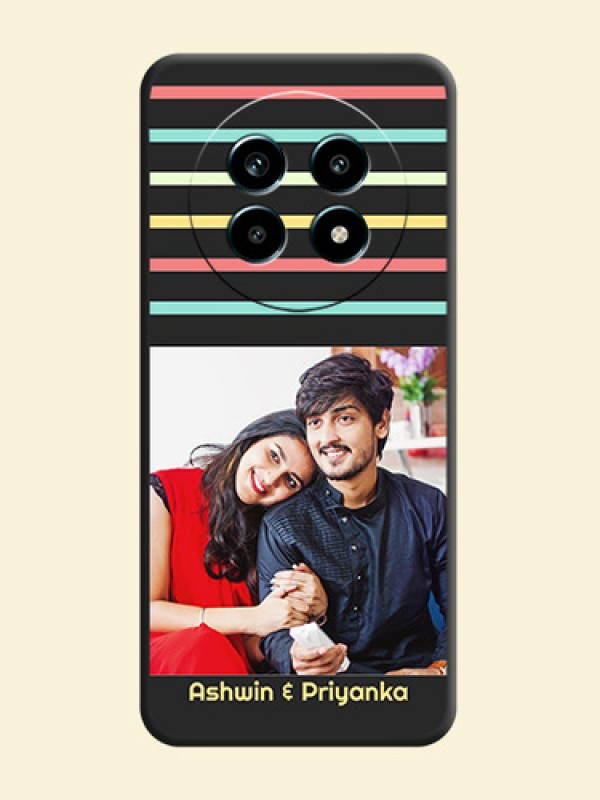 Color Stripes with Photo and Text on Photo On Space Black Custom Soft Matte Mobile Back Cover - Realme 14 Pro Lite 5G