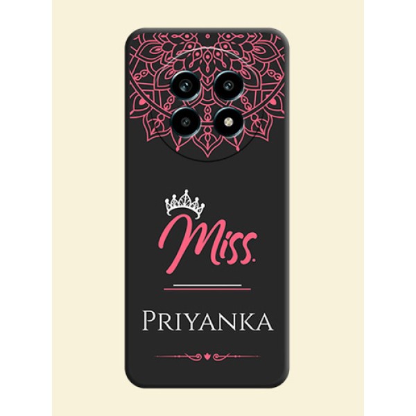 Mrs Name with Floral Design On Space Black Custom Soft Matte Mobile Back Cover - Realme 14 Pro Lite 5G Mrs Name with Floral Design On Space Black Custom Soft Matte Mobile Back Cover - Realme 14 Pro Lite 5G